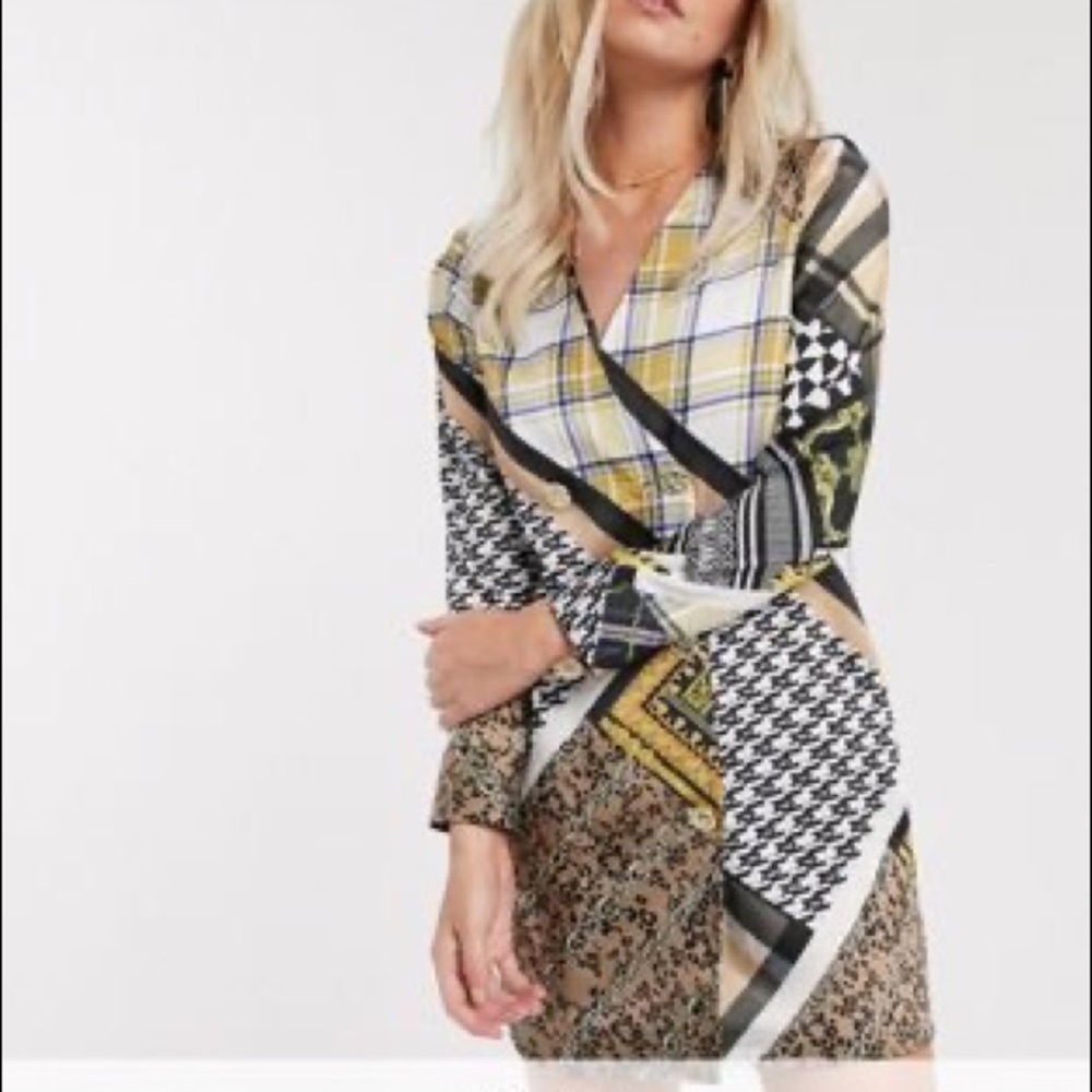 Scarf Print Blazer Dress - Like New! (Petite)